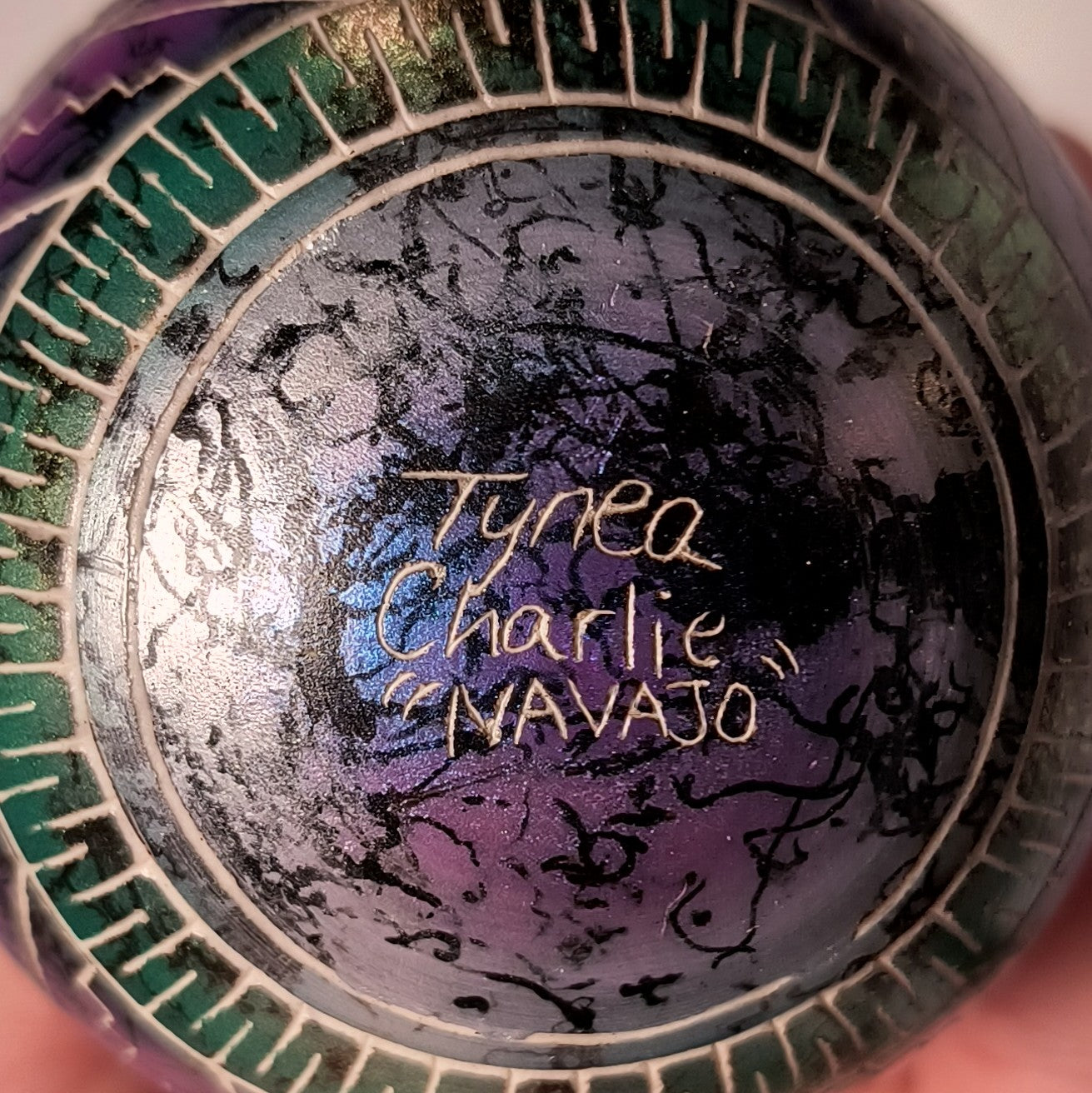 Navajo Christmas Ornament, Glow-in-the-dark (Purple & Green #1)