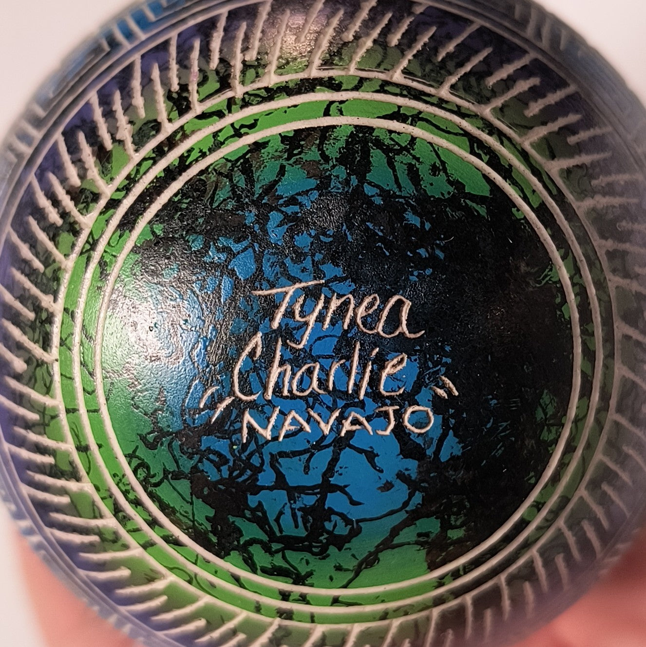 Navajo Christmas Ornament, Glow-in-the-dark (Purple & Green #3)