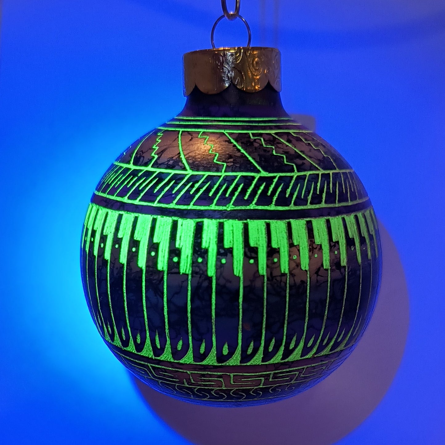 Navajo Christmas Ornament, Glow-in-the-dark (Purple & Blue #2)