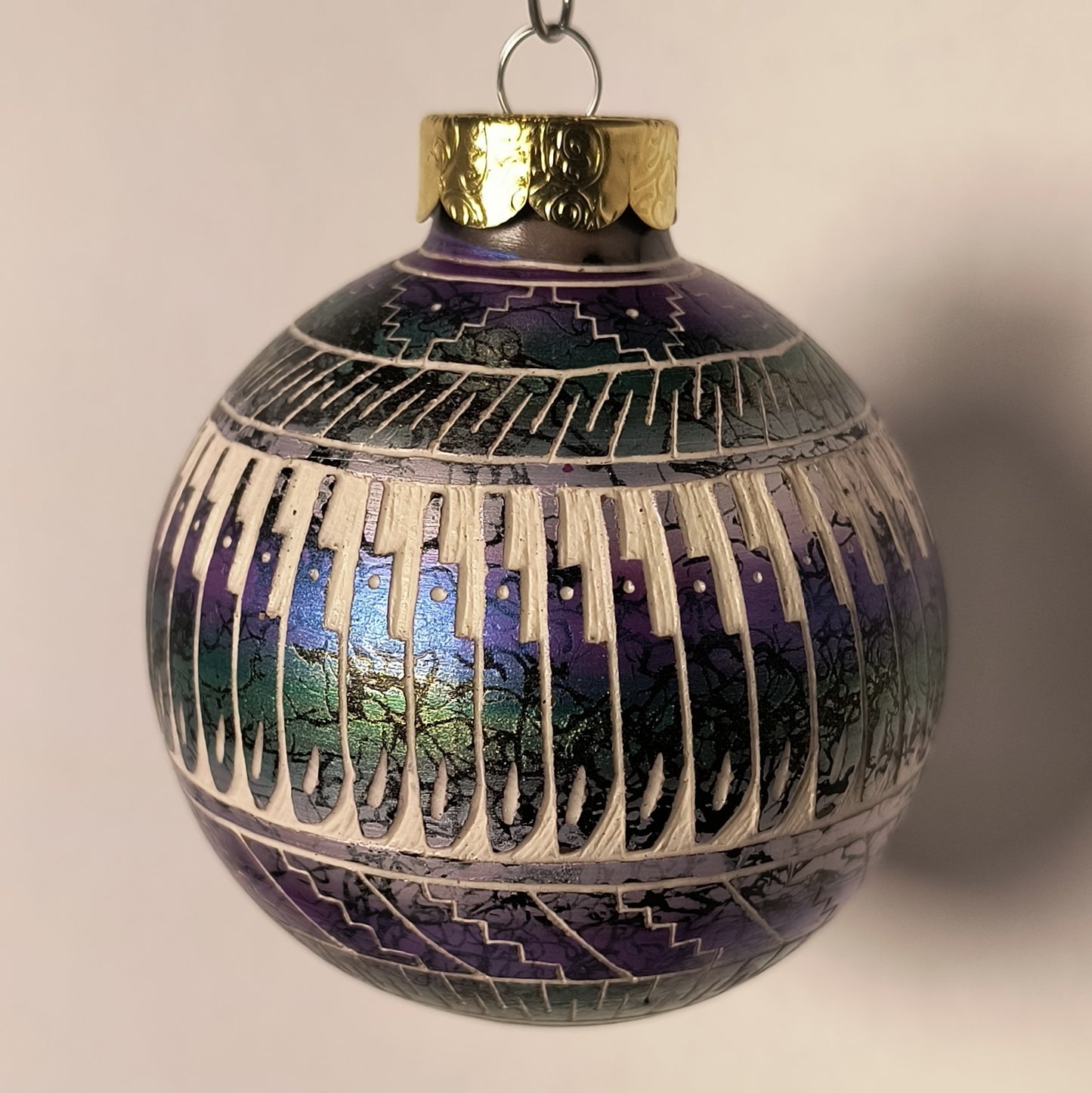 Navajo Christmas Ornament, Glow-in-the-dark (Purple & Green #2)