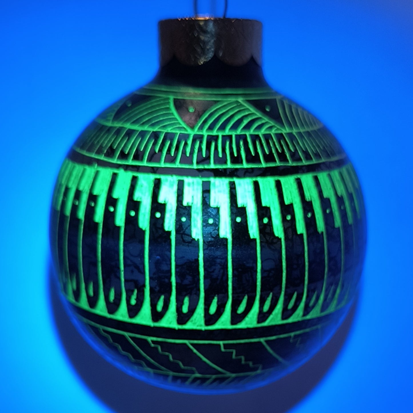 Navajo Christmas Ornament, Glow-in-the-dark (Blue #1)